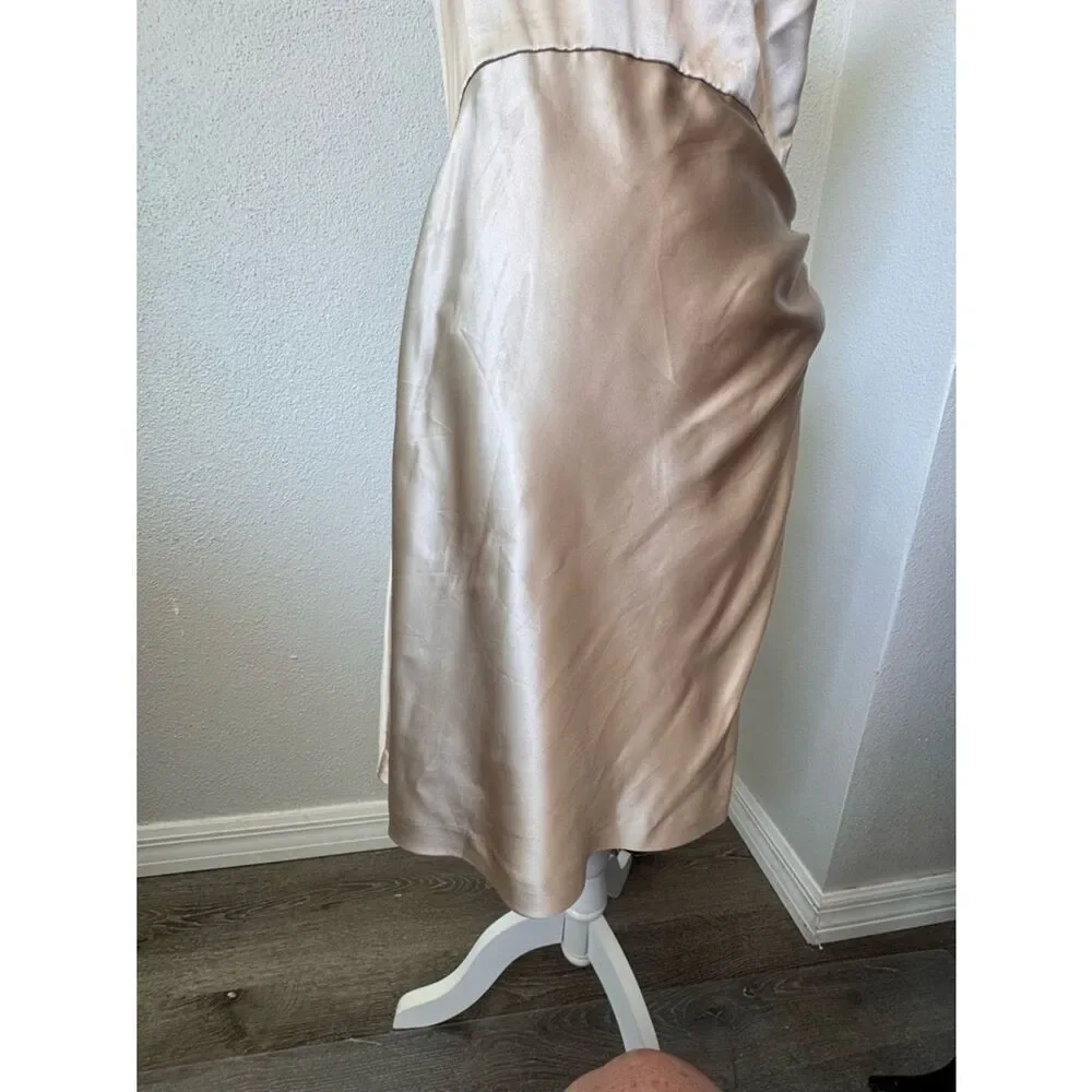 J. Crew One-Shoulder Satin Dress in Champagne Blush 100% Silk SZ 10